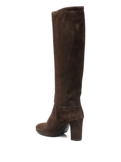Julie Dee 80mm Calf-suede Block-heel Boots In Brown