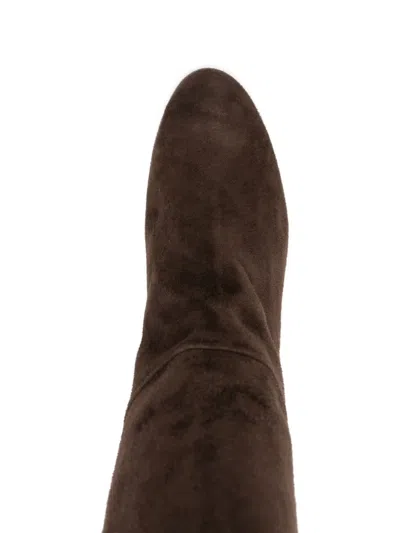 Julie Dee 80mm Calf-suede Block-heel Boots In Brown