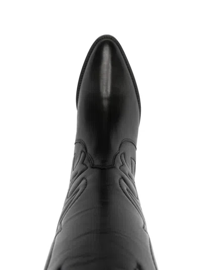 Julie Dee 35mm Leather Cowboy Boots In Black