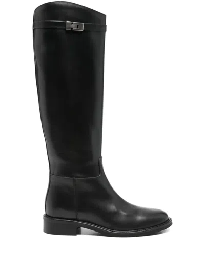 Julie Dee 30mm Buckle-fastening Leather Boots In Black