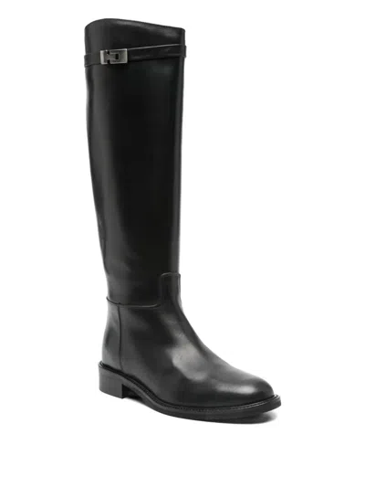 Julie Dee 30mm Buckle-fastening Leather Boots In Black