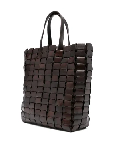 Dragon Diffusion Leather Woven Tote Bag In Black