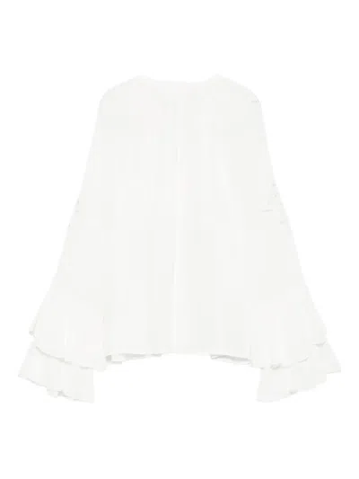 Ba&sh Omar Eyelet-embroidered Ruffle Blouse In Neutral
