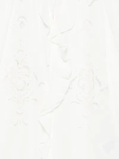 Ba&sh Omar Eyelet-embroidered Ruffle Blouse In Neutral