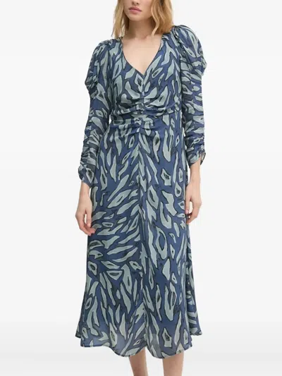 Hoss Intropia Abstract-print Midi Dress In Blue