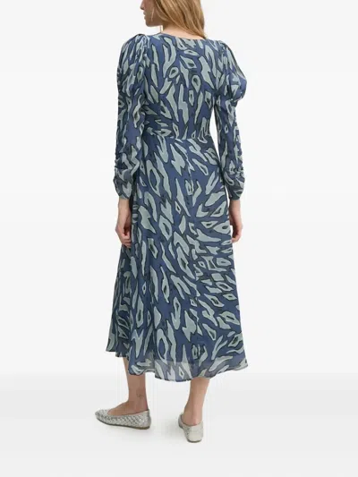 Hoss Intropia Abstract-print Midi Dress In Blue