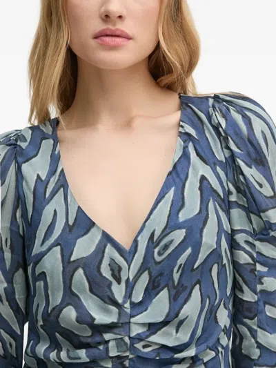 Hoss Intropia Abstract-print Midi Dress In Blue