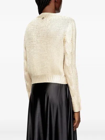 Diesel Cable-knit Jumper With Shiny Effect In Neutral