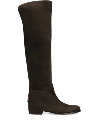 Dolce & Gabbana Dolce&gabbana High Suede Boot In Ebony Brown In Brown