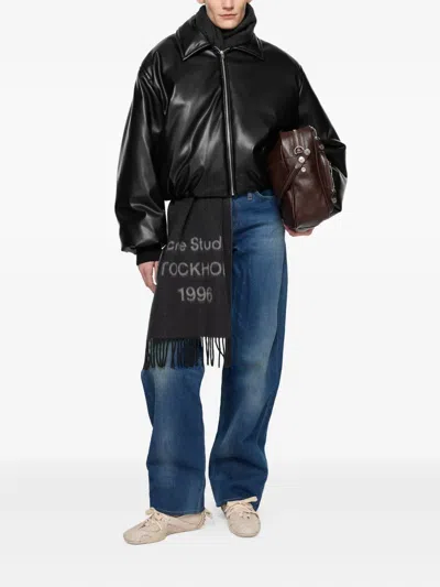Acne Studios Faux Leather Bomber Jacket Black In Black