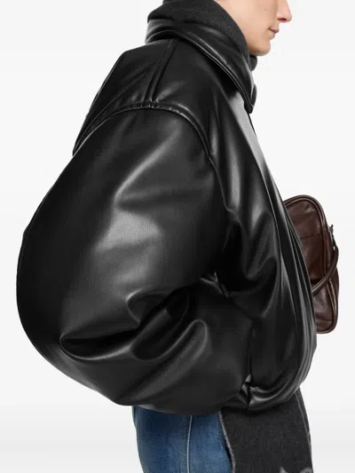 Acne Studios Faux Leather Bomber Jacket Black In Black