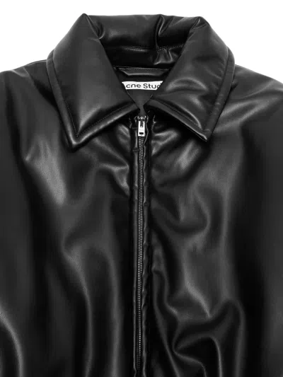 Acne Studios Faux Leather Bomber Jacket Black In Black