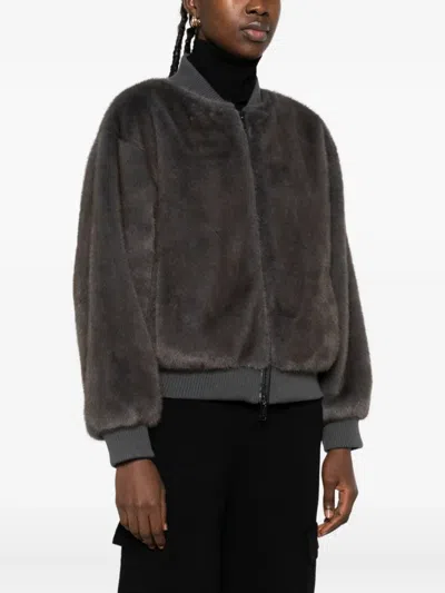 人造皮草飞行员夹克