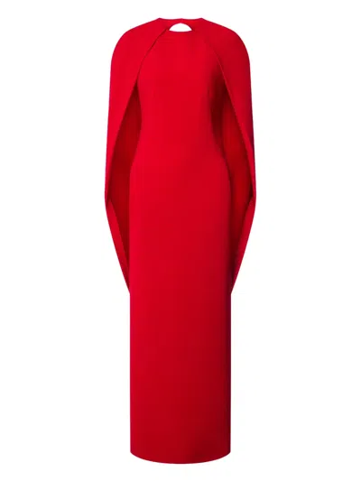 Alberta Ferretti Women Red Long Dress With Hooded Sleeves And Cut Out On The Back In Fabric Woman