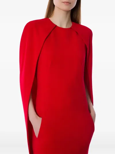 Alberta Ferretti Women Red Long Dress With Hooded Sleeves And Cut Out On The Back In Fabric Woman