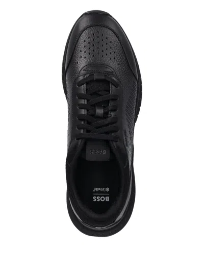 Hugo Boss Round Toe Low-top Casual Shoes In Black