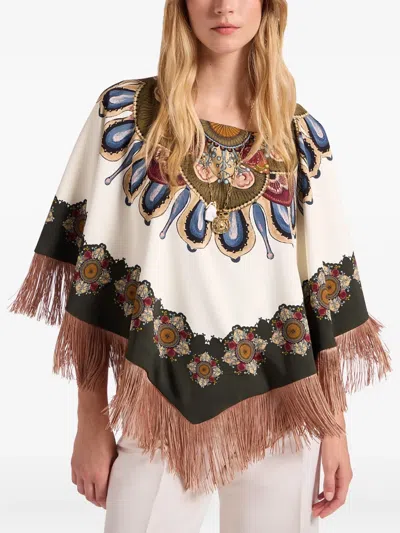 La Doublej Floral-print Fringed Tunic In Multi