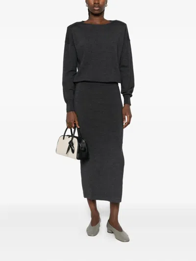 P.a.r.o.s.h Long-sleeve Midi Dress In Black