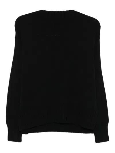 Drumohr Long Sleeve Crew-neck Sweater In Black