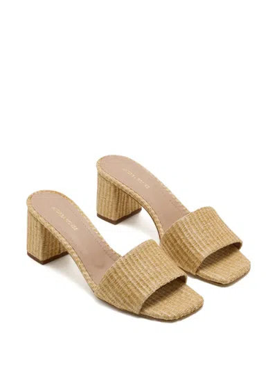 Andrea Gomez Claudia Raffia Mules In Brown