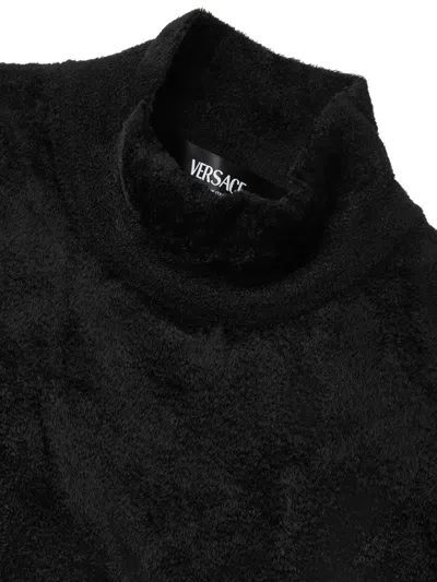 Versace High-neck Embellished Sweater In Black