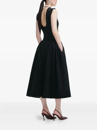 Self-portrait Black Boucle Sleeveless Midi Dress Black