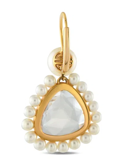 Pre-owned Mimi 18k Yellow Gold Crystal And Pearl Earrings