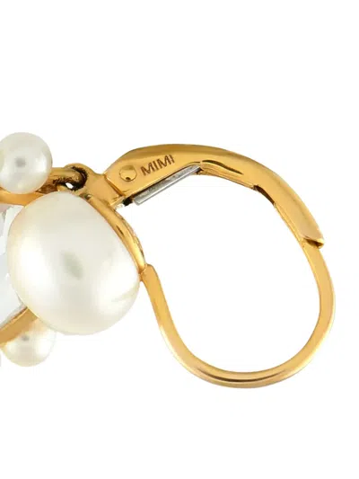 Pre-owned Mimi 18k Yellow Gold Crystal And Pearl Earrings