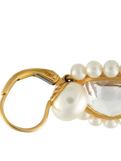 Pre-owned Mimi 18k Yellow Gold Crystal And Pearl Earrings
