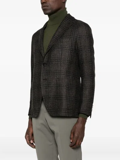 Tagliatore Checked Two-button Jacket In Gray