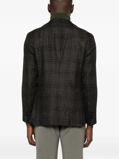 Tagliatore Checked Two-button Jacket In Gray