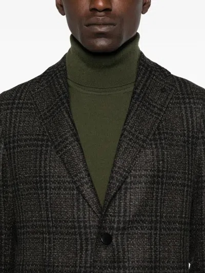 Tagliatore Checked Two-button Jacket In Gray