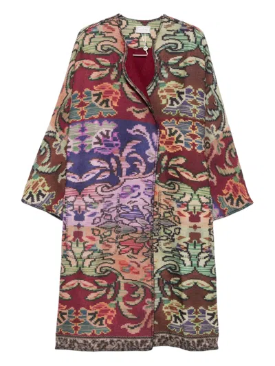 Pierre-louis Mascia Geometric-pattern Wool Coat In Multi