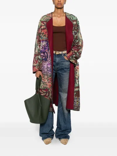 Pierre-louis Mascia Geometric-pattern Wool Coat In Multi