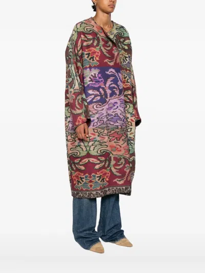 Pierre-louis Mascia Geometric-pattern Wool Coat In Multi