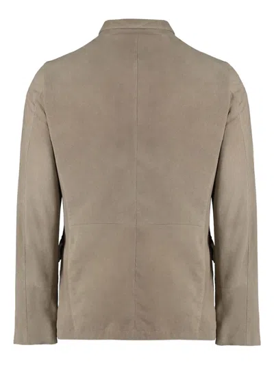 Moorer Flap-pocket Leather Jacket In Brown