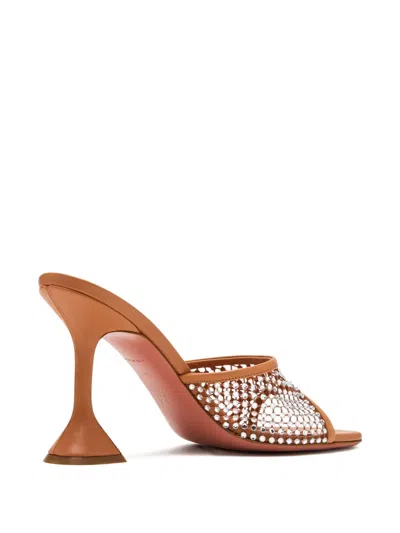 Amina Muaddi Women's Lupita Crystal Net 95 Sandals In Brown