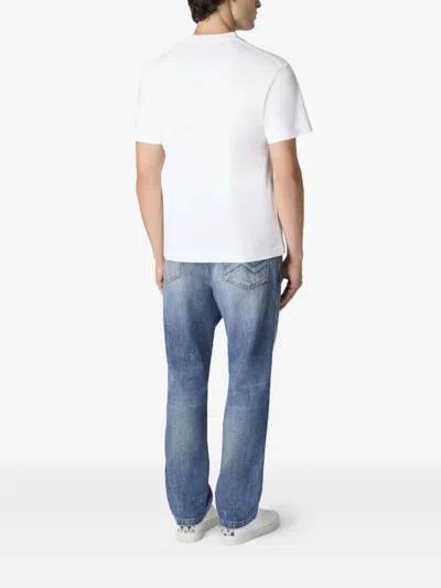 Missoni Short Sleeve T-shirt With Flame Zigzag Insert And Logo In White