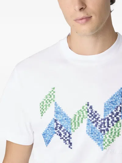Missoni Short Sleeve T-shirt With Flame Zigzag Insert And Logo In White