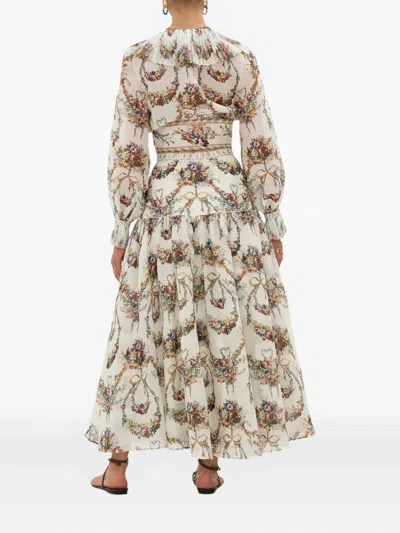 Camilla Pleated-frill Wrap Top In Neutral