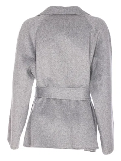 Liu •jo Belted Double-breasted Coat In Gray