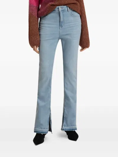 Hugo Boss Split-hem Flared Trousers In Blue