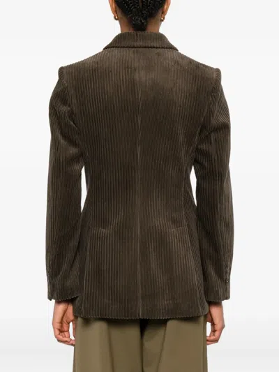 P.a.r.o.s.h P. A.r. O.s. H. Double Breasted Courduroy Jacket In Brown