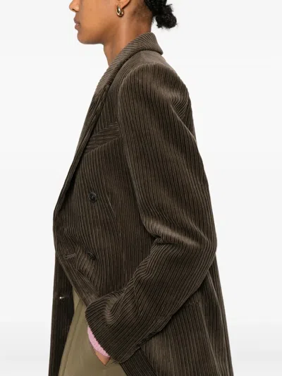 P.a.r.o.s.h P. A.r. O.s. H. Double Breasted Courduroy Jacket In Brown