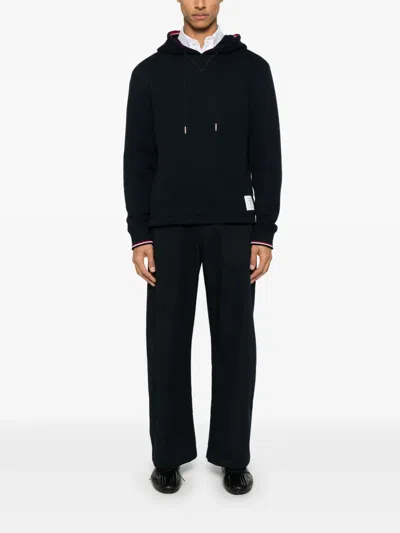 Thom Browne Oversized Hoodie Pullover With Rwb Tipping Stripe In Chunk In Black