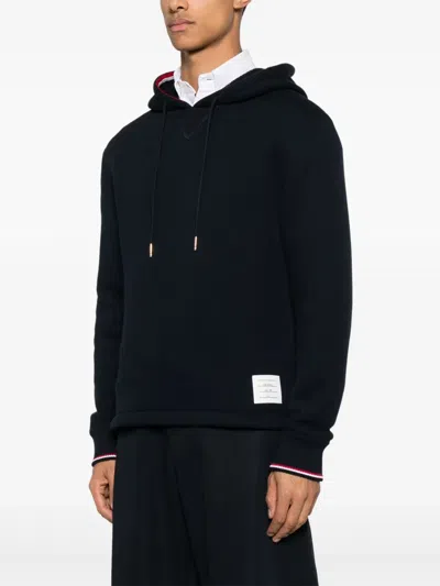 Thom Browne Oversized Hoodie Pullover With Rwb Tipping Stripe In Chunk In Black