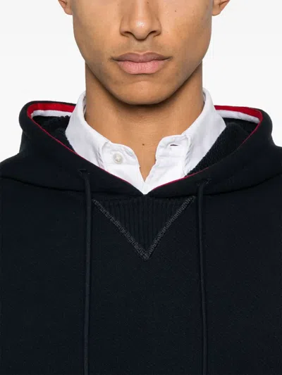 Thom Browne Oversized Hoodie Pullover With Rwb Tipping Stripe In Chunk In Black