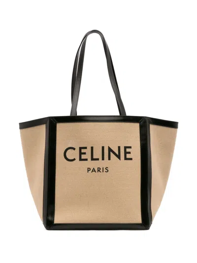 Pre-owned Celine 2021 Large Canvas Vertical Square Cabas Tote Bag In Brown