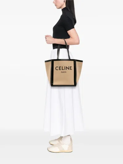 Pre-owned Celine 2021 Large Canvas Vertical Square Cabas Tote Bag In Brown