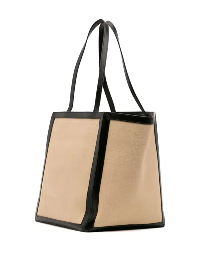 Pre-owned Celine 2021 Large Canvas Vertical Square Cabas Tote Bag In Brown